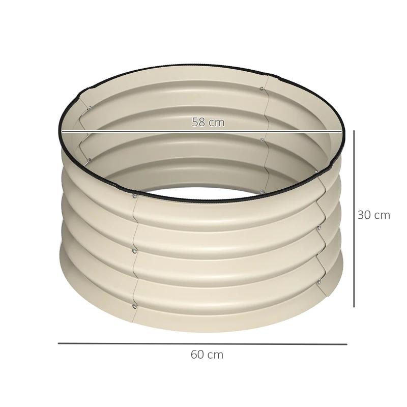 Outsunny Set of 2 Raised Garden Bed, Metal Planter Box with Safety Edging, Easy-to-assemble Stock Tank, Cream White