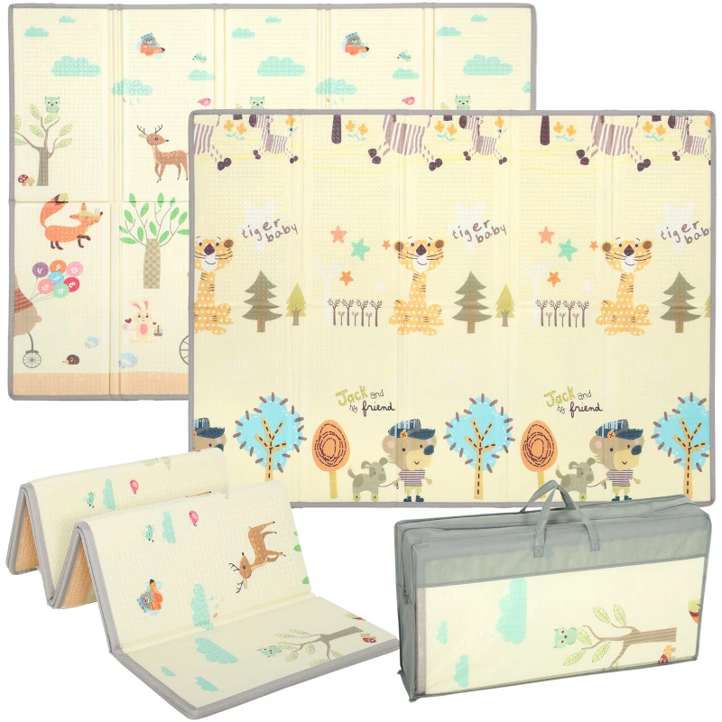 AIYAPLAY Opvouwbare Dubbelzijdige Baby Speelmat 200 x 150 cm - Antislip en Waterdicht, 0-3 Jaar