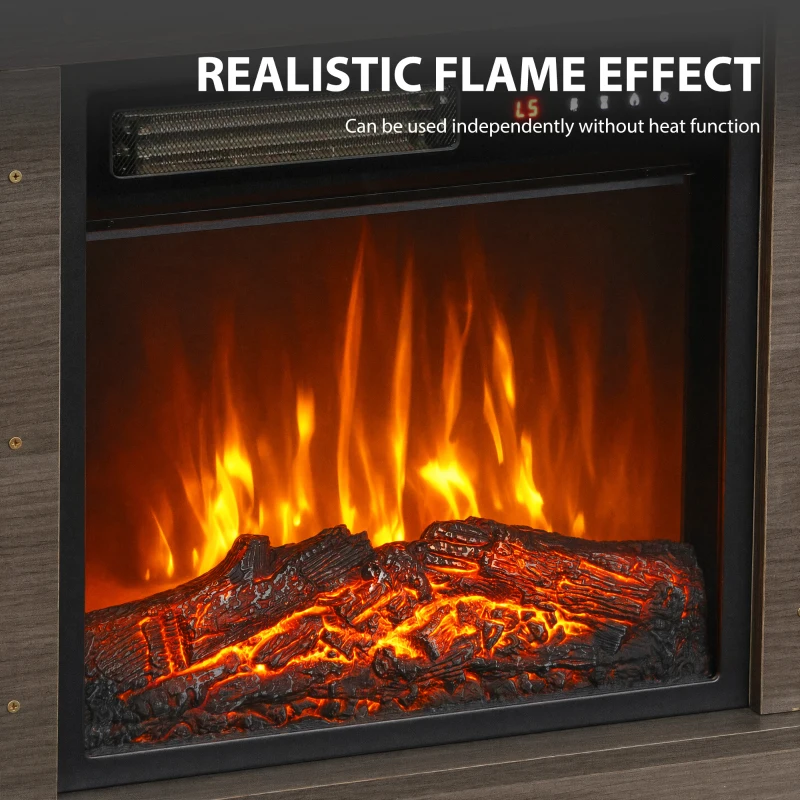 HOMCOM Electric Fireplace Suite, 1800W Electric Fire and Surround with LED Flame, Remote, Thermostat Overheat Protection