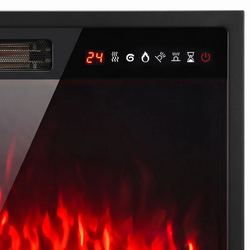 HOMCOM Electric Fireplace Insert, Recessed Electric Fire with Adjustable Flame Effect, Timer, Remote, 750W/1500W, Black