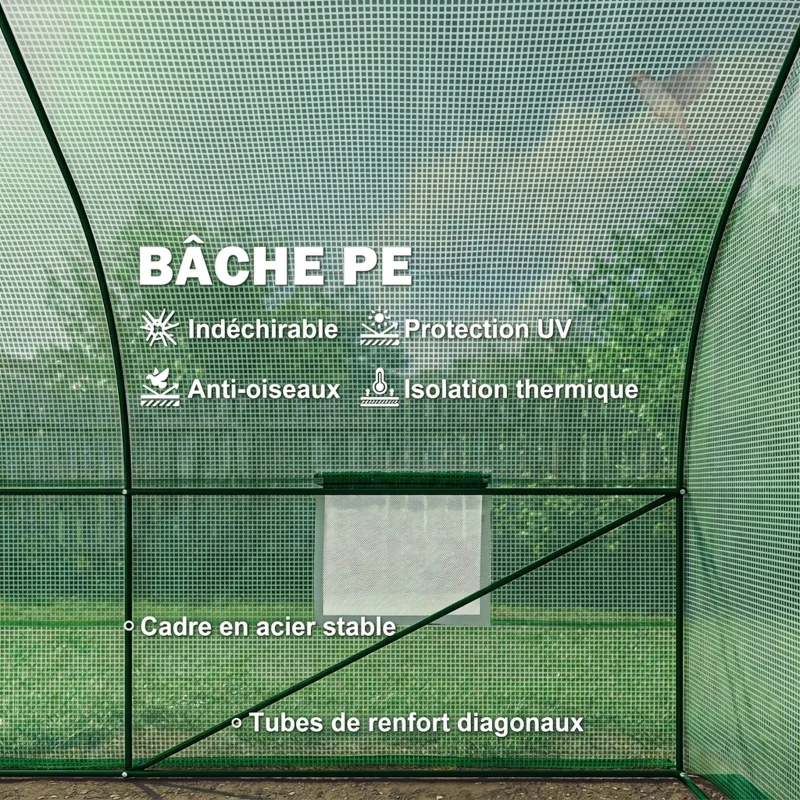 Outsunny Serre de jardin tunnel tente bâche 6x3x2m grande taille