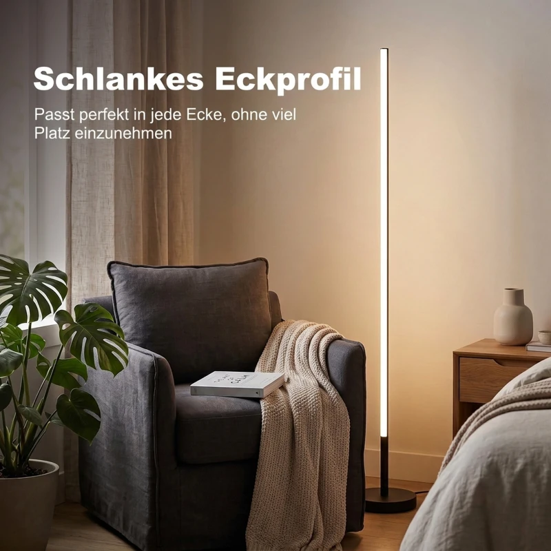 HOMCOM LED hoeklamp, moderne vloerlamp, 1450 lm, 3 helderheidsniveaus, voetschakelaar, 3000 K, woon-/slaapkamer, zwart