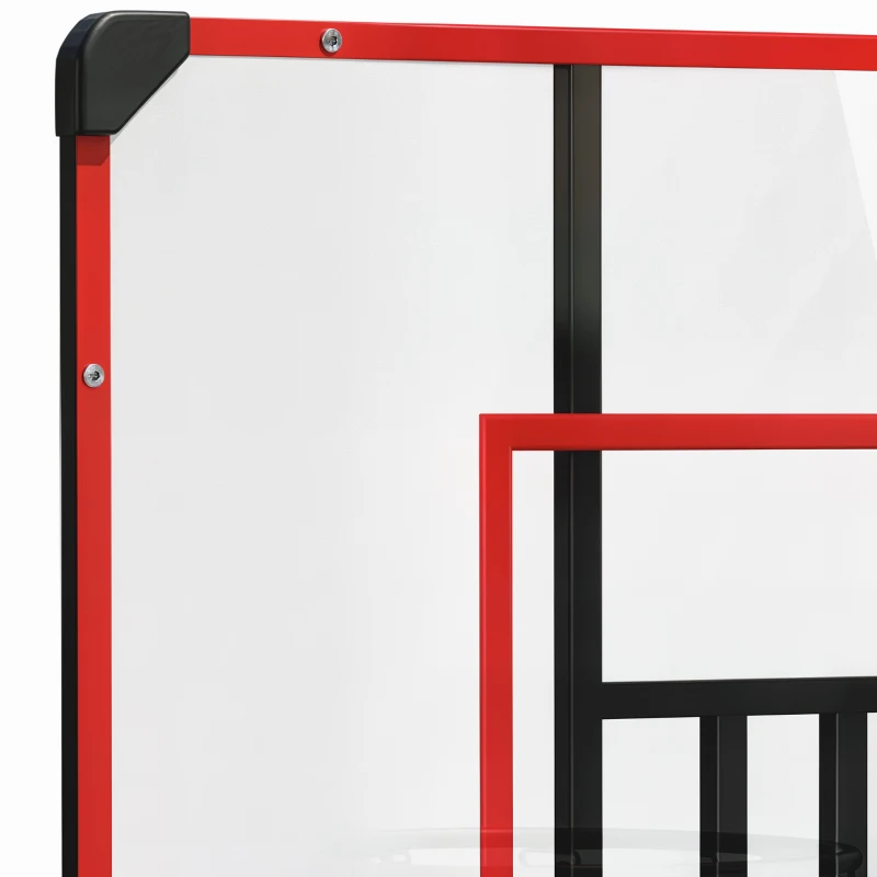 SPORTNOW Panier de Basketball Mural avec Panier Spécial, Filet Toutes Saisons, pour Extérieur, 113x61x73cm, Rouge