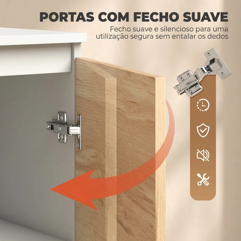 HOMCOM Aparador Pequeno com Porta e 3 Gavetas 80x40x75 cm para Entrada e Sala de Jantar Branco e Natural
