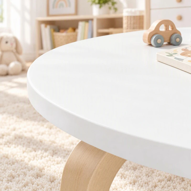AIYAPLAY Kindertafel met 2 stoelen, 3-delige stapelbare kinderzitgroep met afgeronde hoeken, wit, voor 3-8 jaar