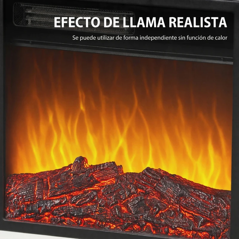 HOMCOM Chimenea Eléctrica Decorativa 1800W con Repisa Efecto Llama 5 Brillos Termostato Temporizador Mando para TV 38" Blanco