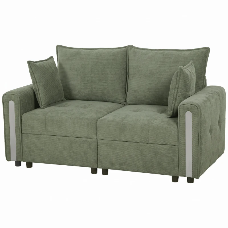 HOMCOM 2 Seater Sofa with Lift-Up Storage, 168 cm Comfy Velvet Small Couch with Wide Deep Seat, Plush Backrest, Thick Padding, 2 Pillows, Loveseat for Living Room, Home Office, Dark Green