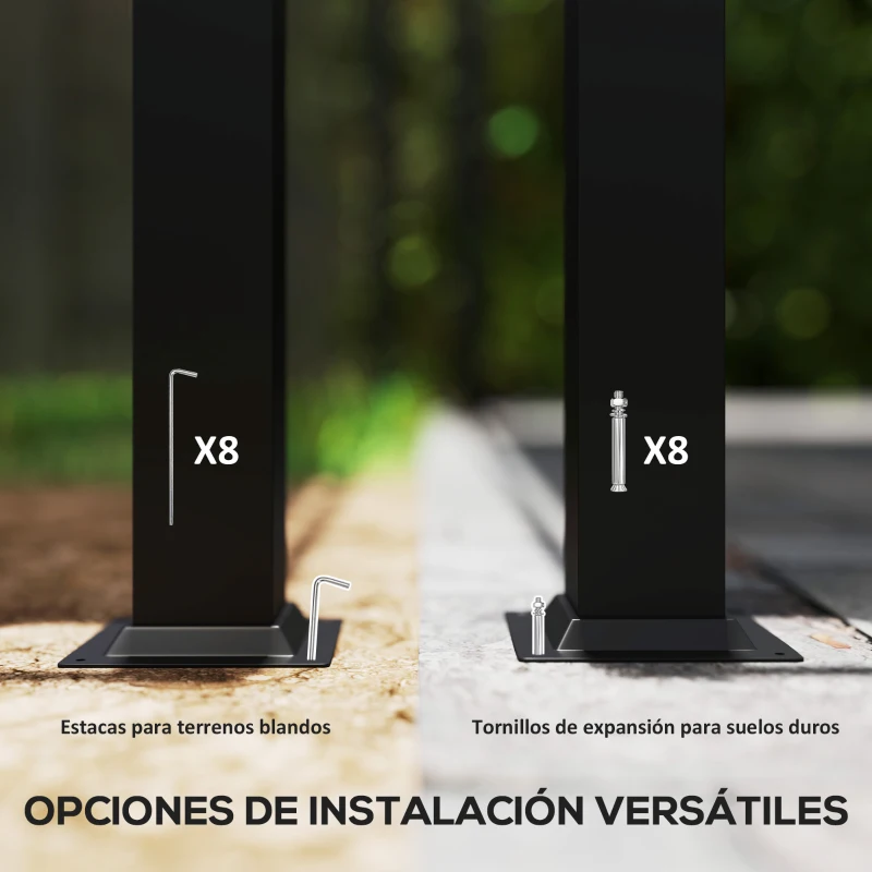 Outsunny Pérgola de Jardín 3x3 m con Techo Retráctil y Accesorio Magnético Protección UV30+ Columnas Metálicas y Ganchos Crema