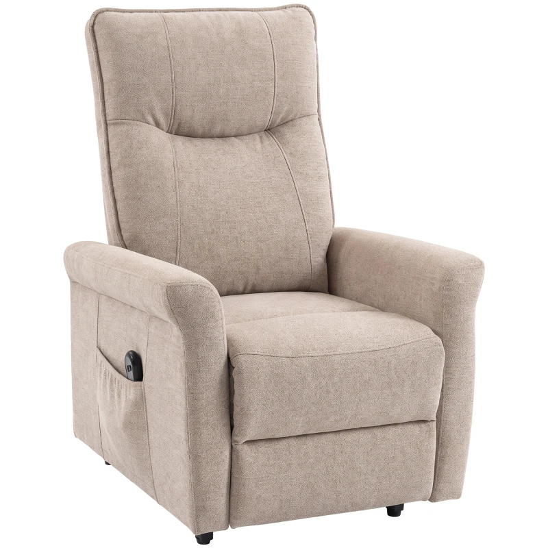 HOMCOM Sillón Relax Reclinable Eléctrico Levanta Personas 155° de Chenilla con Mando Asiento de Muelles Reposapiés Marrón