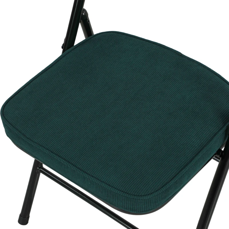 HOMCOM Lot de 2 chaises pliantes chaises de salle à manger portables avec assises et dossiers rembourrés en velours côtelé bleu