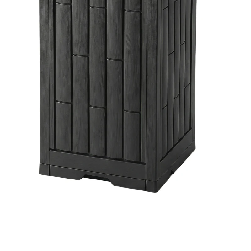 Outsunny 110 L Outdoor Bin with Dual Lid, Waterproof Plastic Trash Bin with Ashtray and Drip Tray, Garden Waste Trash Bin, Black