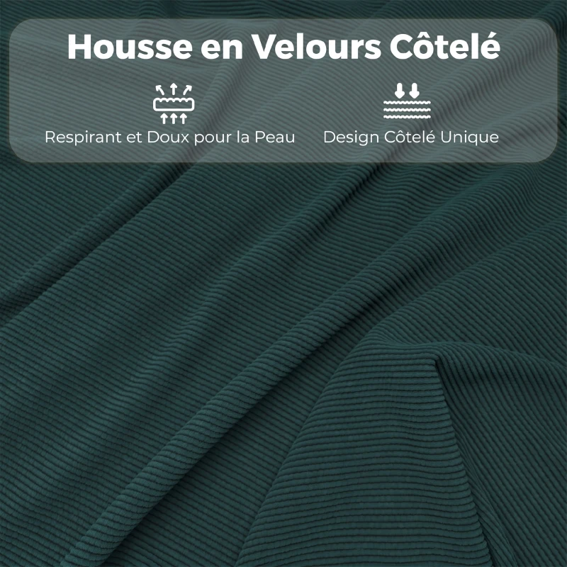 HOMCOM Lot de 2 chaises pliantes chaises de salle à manger portables avec assises et dossiers rembourrés en velours côtelé bleu