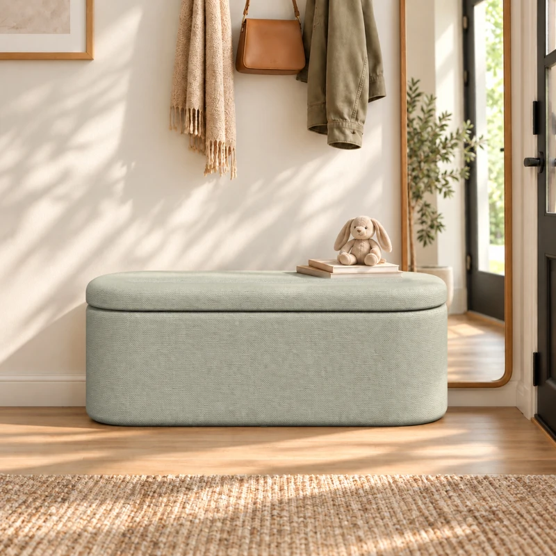 HOMCOM Sitzbank mit Stauraum als Polsterbank 116 cm Grau