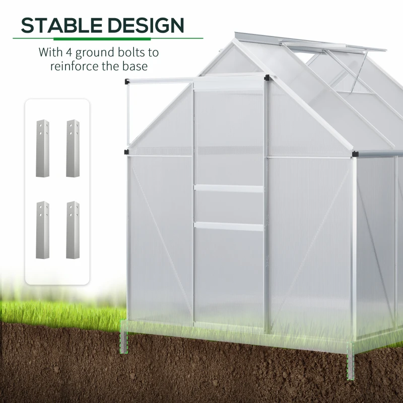 Outsunny 190 x 190cm Walk-In Polycarbonate Greenhouse