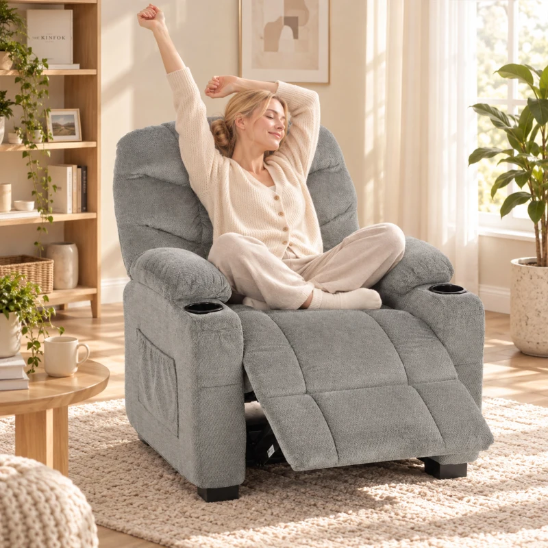 HOMCOM Sillón Relax Reclinable Eléctrico Silencioso con Función Memoria Reposapiés Mando a Distancia Bolsillos Laterales Gris