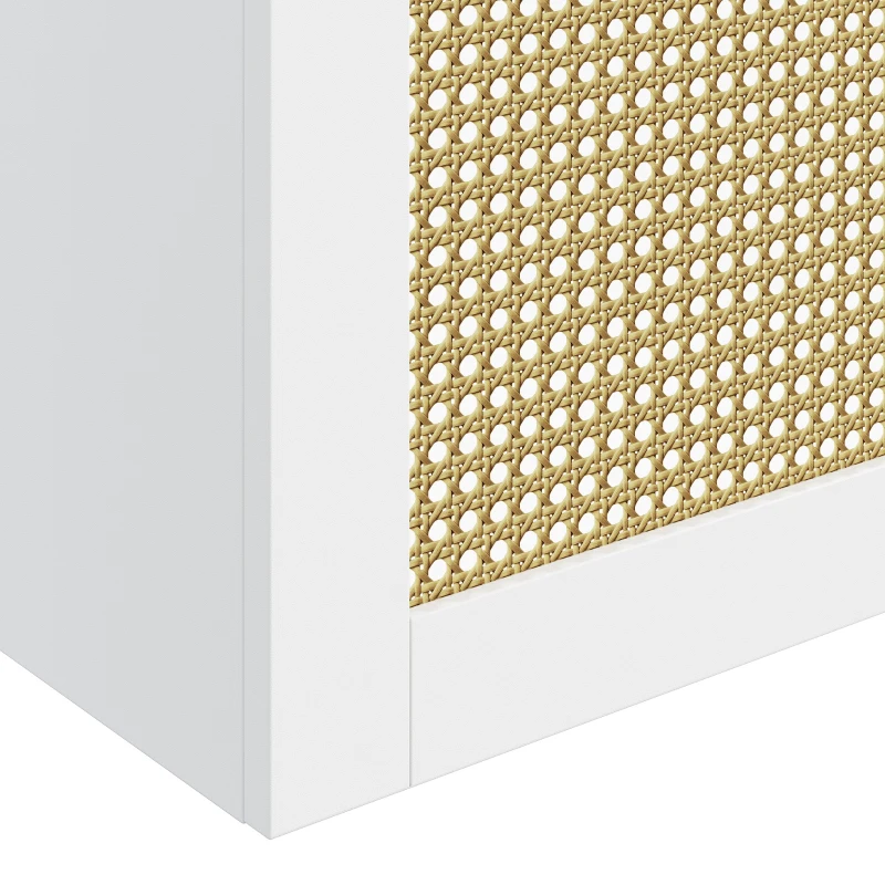 HOMCOM Cubre Radiadores con 2 Puertas de Ratán Cubreradiador Cubierta para Radiador para Salón Dormitorio 78x19x75 cm Blanco