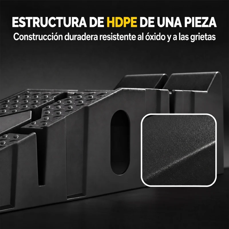 HOMCOM Juego 2 Rampas para Coches de HDPE Carga 2 Toneladas para Coches Estándares Furgonetas Pequeñas 90x29,5x22,5 cm Negro