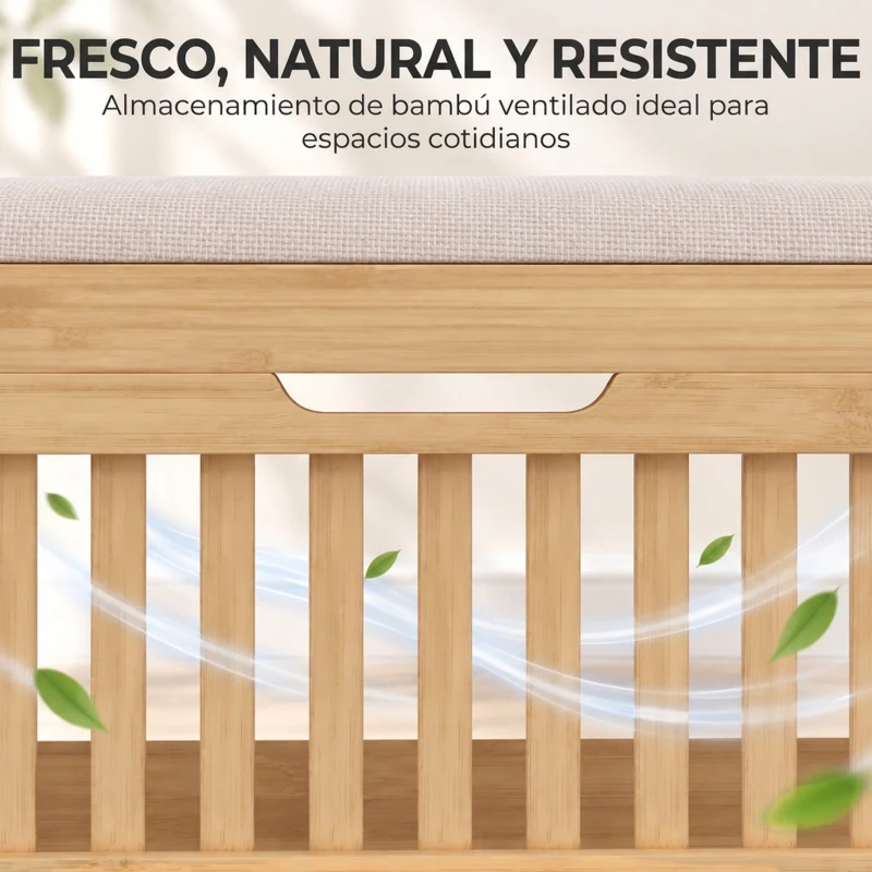 HOMCOM Banco Zapatero con Cajón Abatible Zapatero con Asiento Asiento Acolchado 80x30x48 cm Natural y Beige