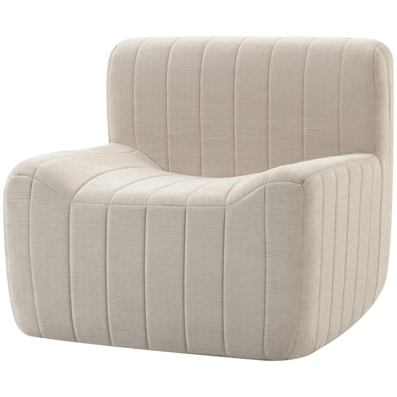 HOMCOM Sillón Relax Sofá Individual de Chenilla Moderna Acolchado de Espuma de Alta Densidad Diseño Comprimido Beige
