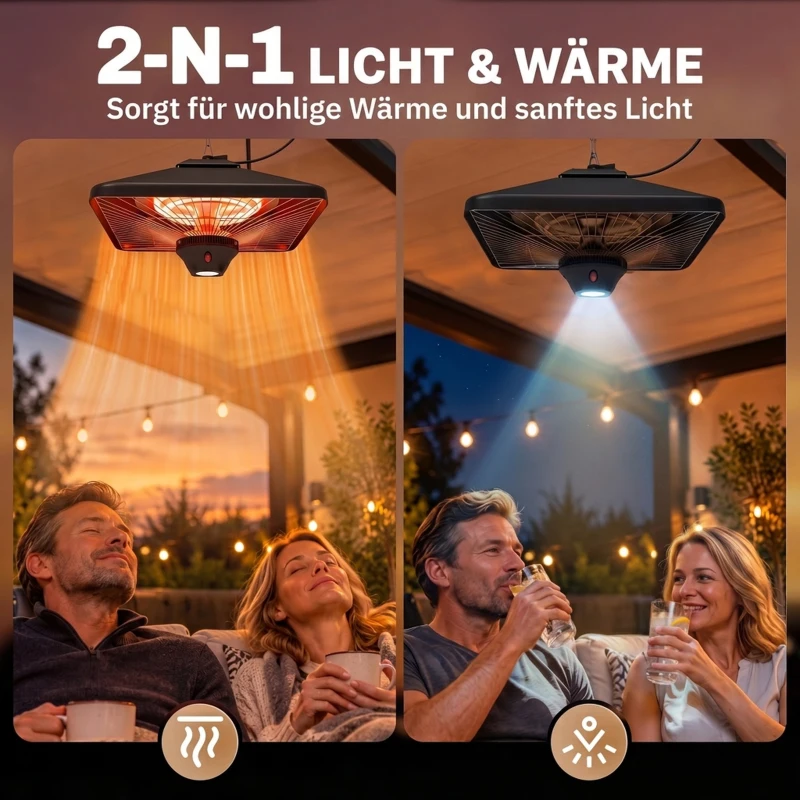 Outsunny Infrarotstrahler 2000 Watt Heizstrahler mit Fernbedienung 2 Heizstufen Schutzhülle LED-Anzeige elektrisch Wärmestrahler Quarzstrahler Terrassenheizer Infrarotheizung Schwarz
