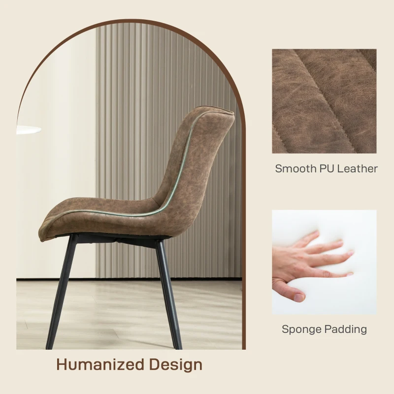 HOMCOM Set of 2 modern tufted dining chairs for living room, dining room, bedroom, brown