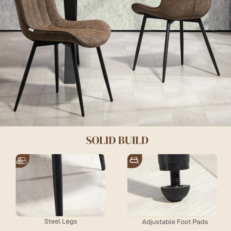 HOMCOM Set of 2 modern tufted dining chairs for living room, dining room, bedroom, brown