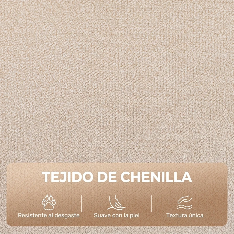 HOMCOM Sillón Relax Reclinable Eléctrico Levanta Personas 155° de Chenilla con Mando Asiento de Muelles Reposapiés Crema