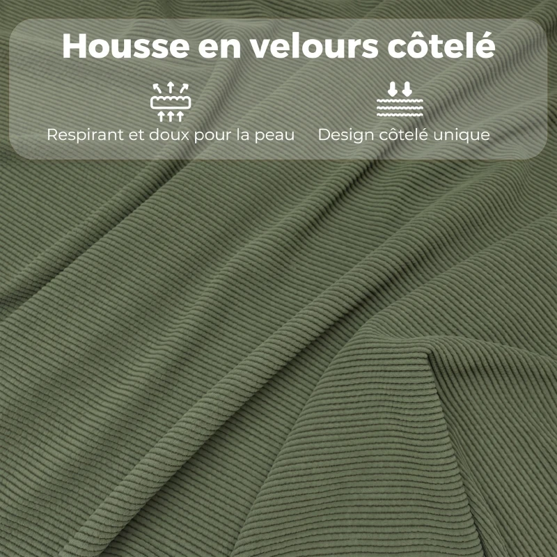 HOMCOM Lot de 2 chaises pliantes chaises de salle à manger portables avec assises et dossiers rembourrés en velours côtelé vert