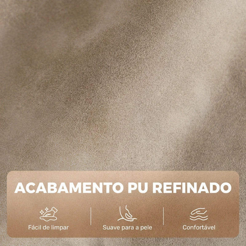 HOMCOM Cadeirão Relax Reclinável Manual em PU com Apoio para os Pés, Assento Largo, Acolchoado Espesso, Reclinável até 155°, Cáqui