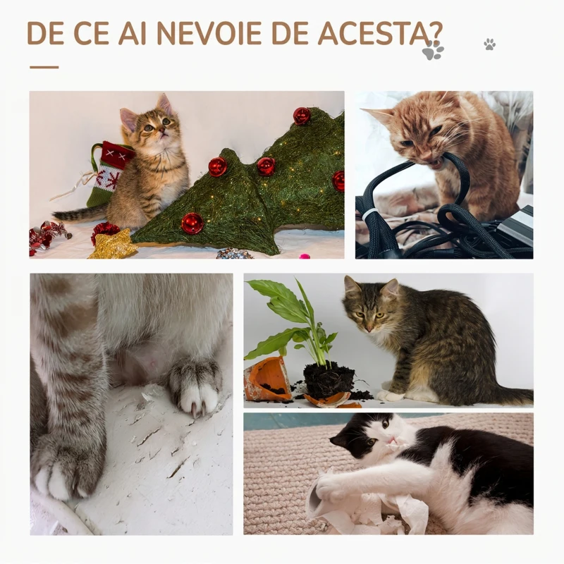 PawHut Turn pentru Pisici max. 3,6 kg cu Hamac și Minge Suspendată, din Lemn și Pluș, 50x36x70 cm, Bej