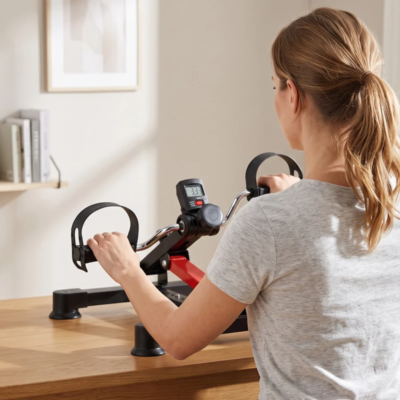 HOMCOM Pédalier d'appartement mini vélo d'appartement résistance ajustable écran LCD 33-43 x 40 x 24,5-34,5 cm en acier noir