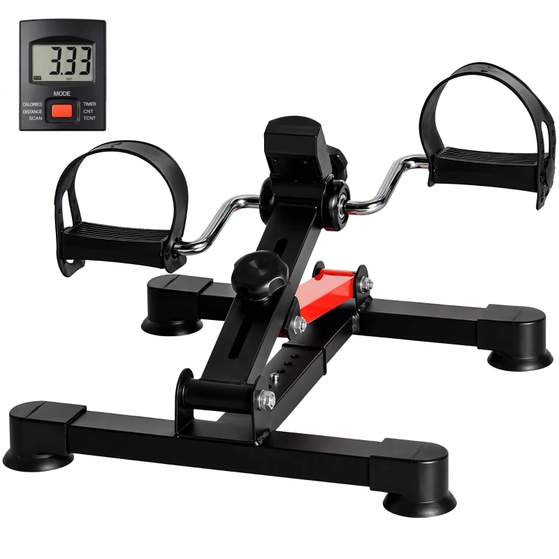 HOMCOM Pédalier d'appartement mini vélo d'appartement résistance ajustable écran LCD 33-43 x 40 x 24,5-34,5 cm en acier noir