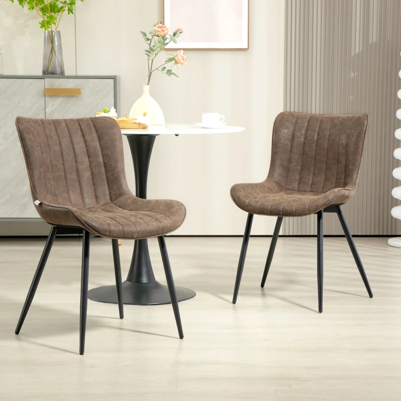 HOMCOM Set of 2 modern tufted dining chairs for living room, dining room, bedroom, brown
