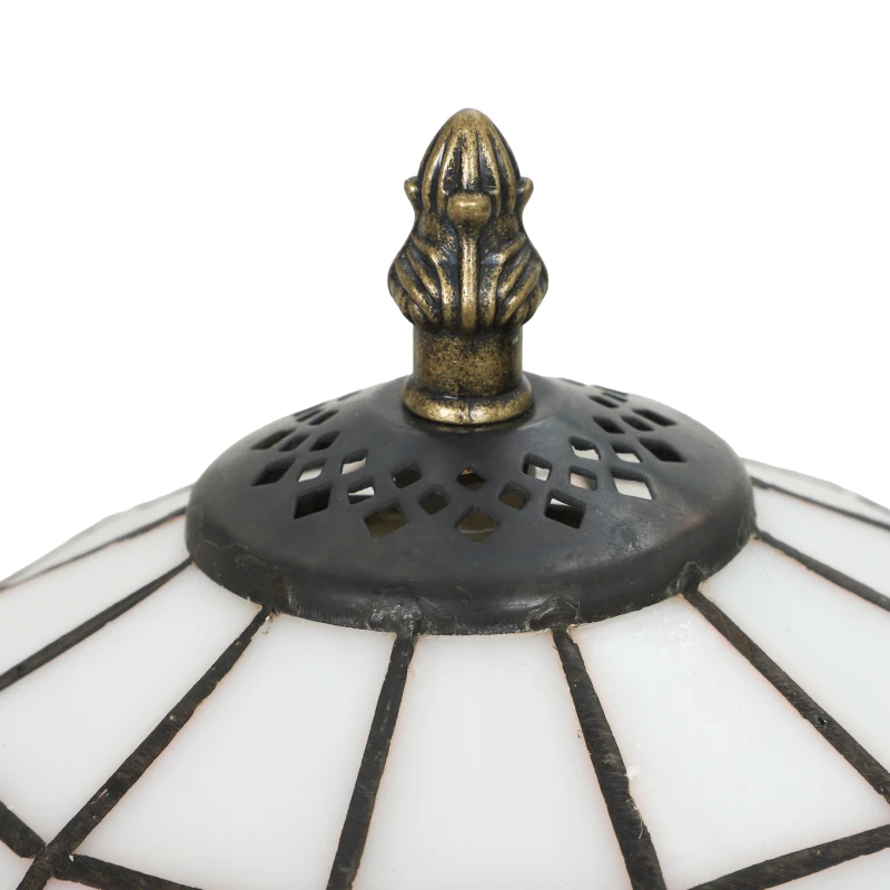 HOMCOM Candeeiro de Mesa Tiffany Vintage Candeeiro de Cabeceira com Abajur em Vidro Colorido para Quarto e Sala Azul