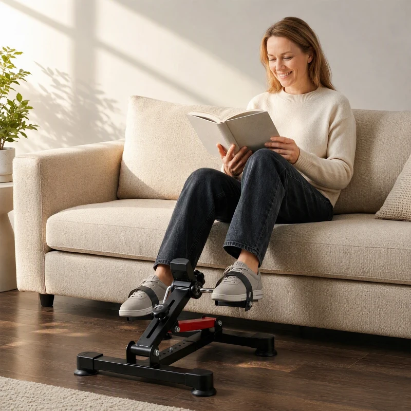 HOMCOM Pédalier d'appartement mini vélo d'appartement résistance ajustable écran LCD 33-43 x 40 x 24,5-34,5 cm en acier noir