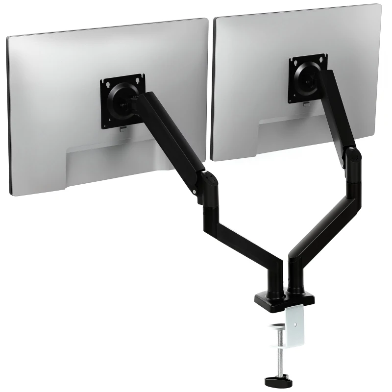 HOMCOM Dual Monitor Stand for 2 Screens up to 32", Height Adjustable Monitor Riser with Tilt & Swivel