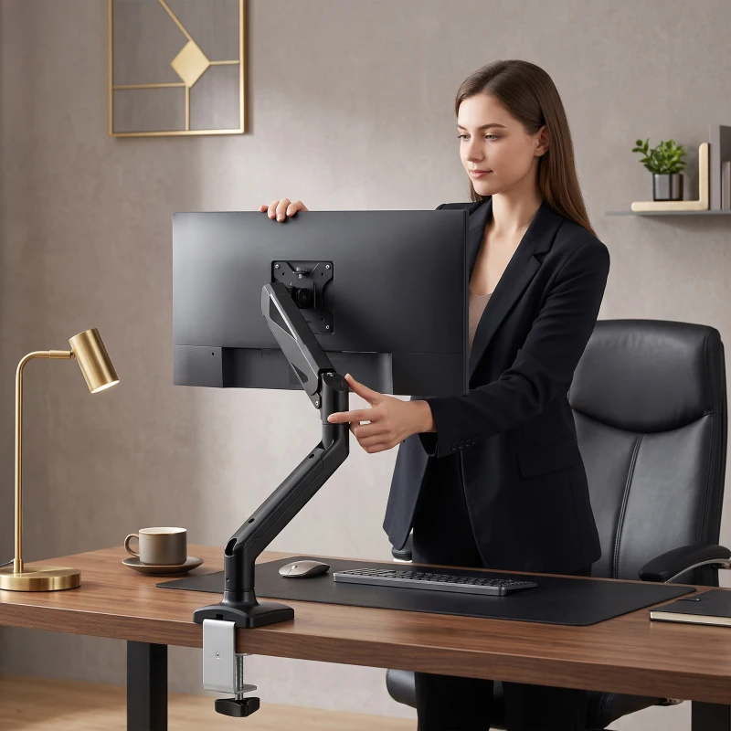 HOMCOM Monitor  Stand up to 32" Height Adjustable Monitor Riser with Tilt & Swivel