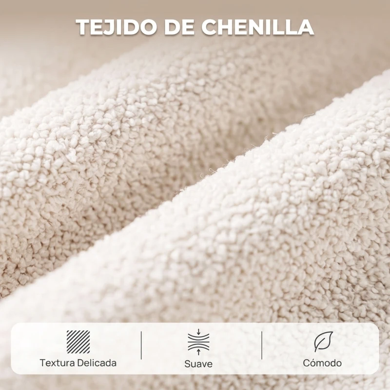 HOMCOM Sillón Relax Reclinable Eléctrico Levanta Personas con 2 Puntos Masaje Asiento con Muelles Reposapiés de Chenilla Crema