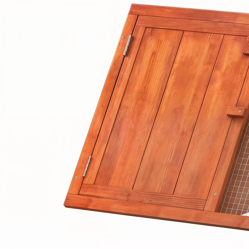 PawHut Rabbit Hutch, Wooden Guinea Pig Hutch with Run and Doors, Outdoor Triangle Bunny House for Rabbits,Duck and Chicken