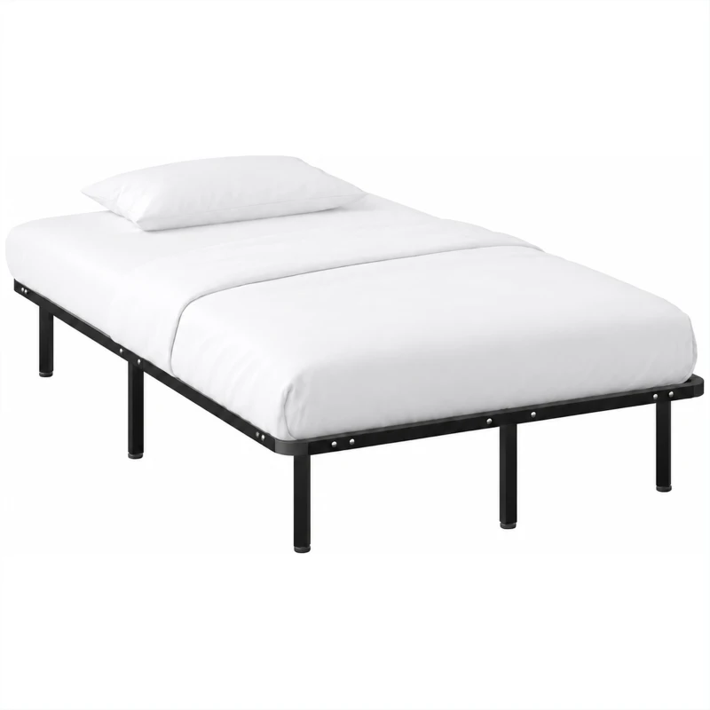 HOMCOM Struttura Letto Matrimoniale con 28 Doghe in Legno e Acciaio, 120x190x31 cm, Nero e Legno