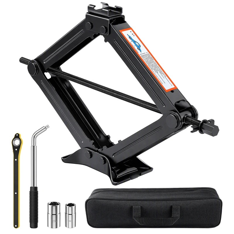 HOMCOM Cric Auto Tip Foarfecă 2,5 T, Kit 10-41 cm cu Chei, Negru