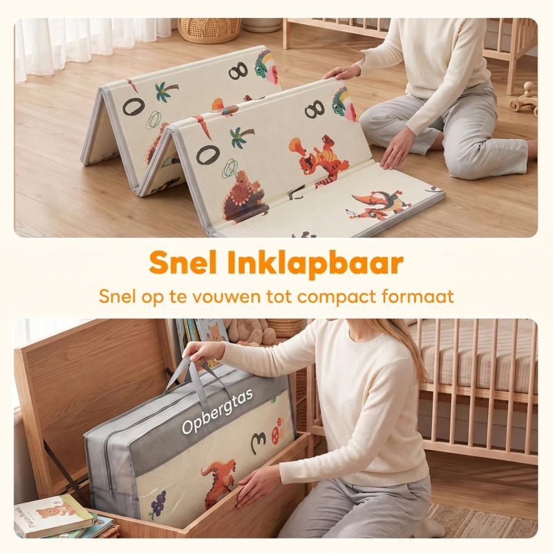 AIYAPLAY Opvouwbare dubbelzijdige baby speelmat met dierenprint, 200 x 150 cm, antislip en waterdicht, voor kinderen van 0-3 jaar