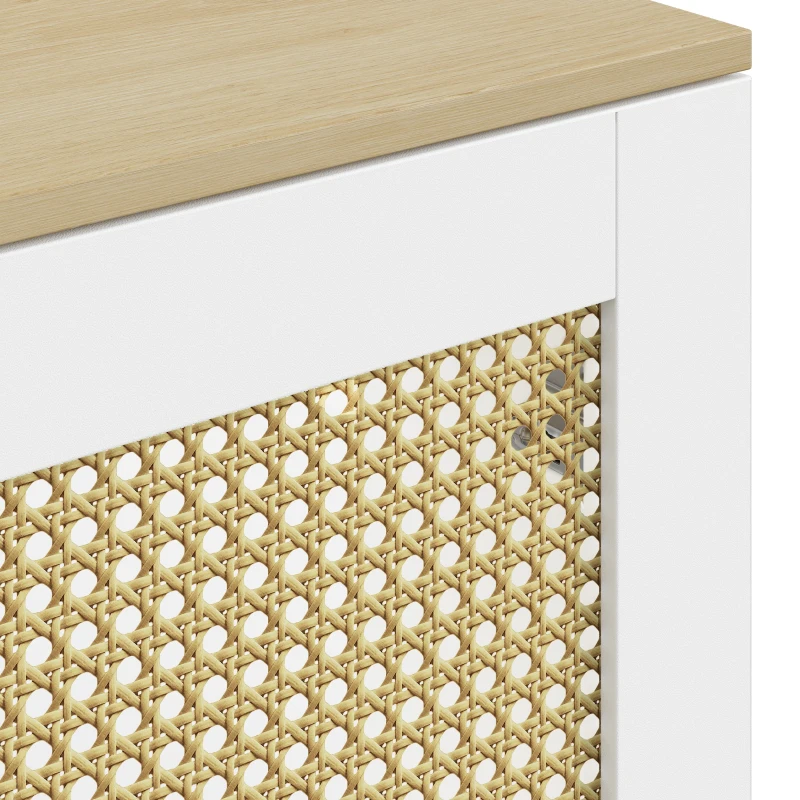 HOMCOM Cobre-radiador com 2 Portas em Rotim para Sala e Quarto 78x19x75 cm Branco