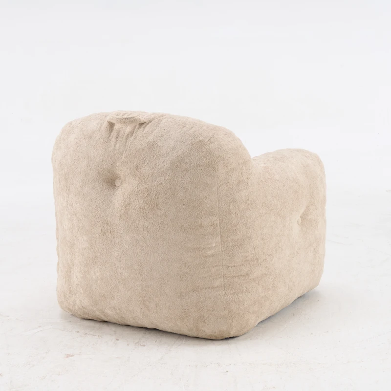 Sitzsack-Sofa mit Armlehnen, zerkleinerter Schaumstofffüllung und Kunstfellbezug für Wohn- und Schlafzimmer, Beige