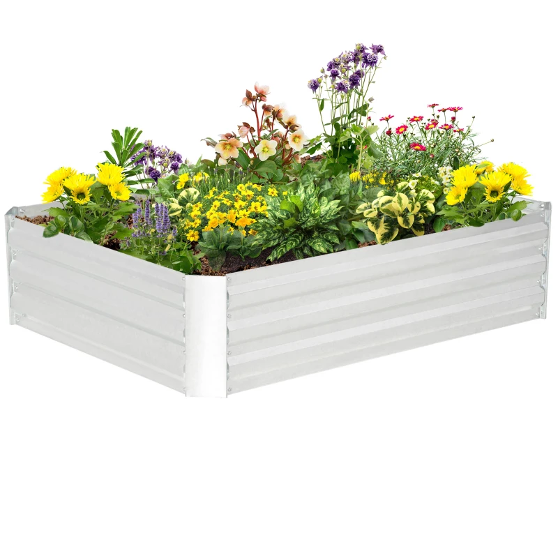 Outsunny gegalvaniseerd stalen verhoogd bed zilver 120 x 90 x 30 cm