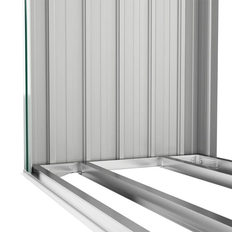 Outsunny Abri-bûches Couvert Support pour Bois de Chauffage Plancher Surélevé Toit Incliné, Acier Galvanisé 213x66,5x150cm Vert