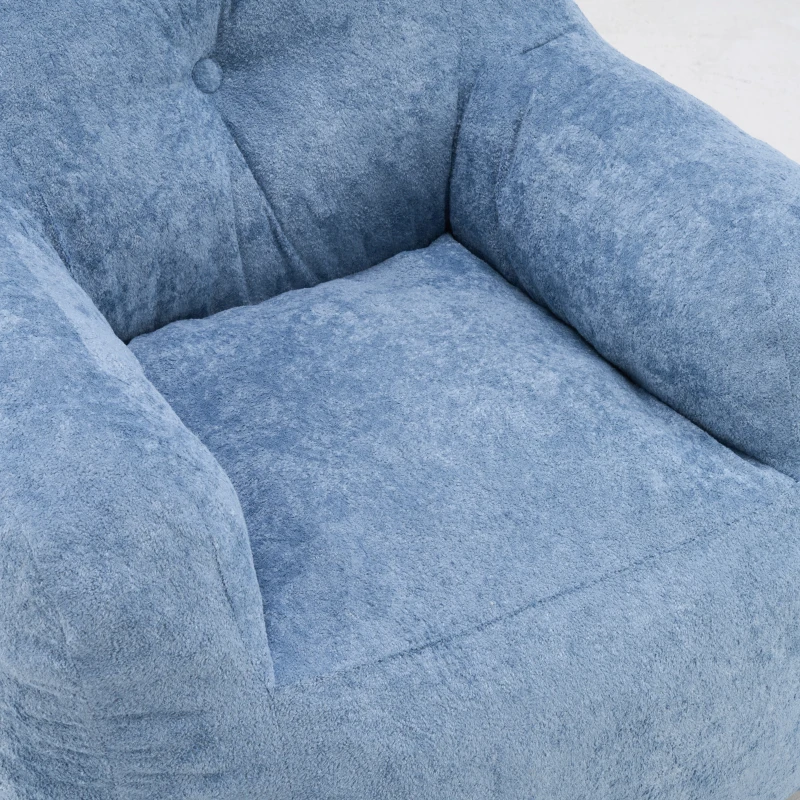 Sitzsack-Sessel mit Armlehnen, Kunstfellbezug und hochelastischer Schaumstofffüllung, für Wohnzimmer und Leseecke, 95x95x79 cm, Blau