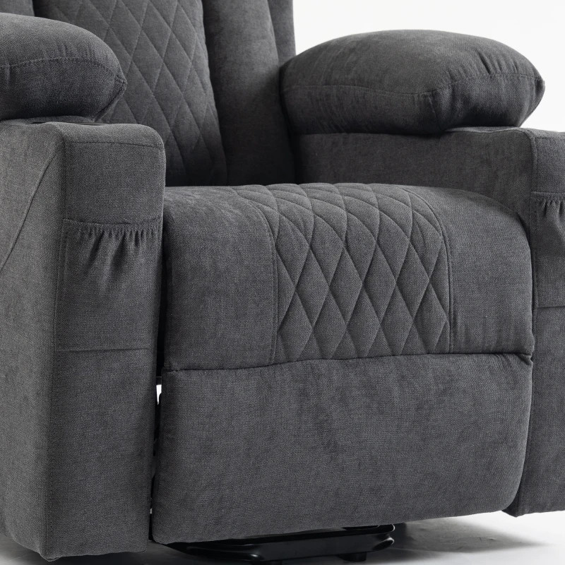HOMCOM Fauteuil Releveur Électrique Massage Vibration et Chaleur, Fauteuil Relax Électrique Inclinable en Tissu Éponge, Gris
