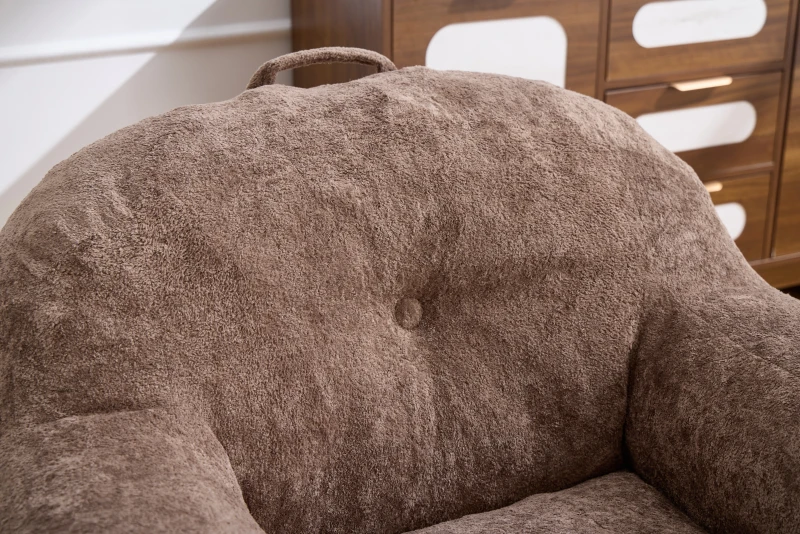 Sitzsack-Sessel mit Armlehnen, Kunstfellbezug, zerkleinerter Schaumstofffüllung, ergonomischer Rückenlehne, 95x95x79 cm, Khaki