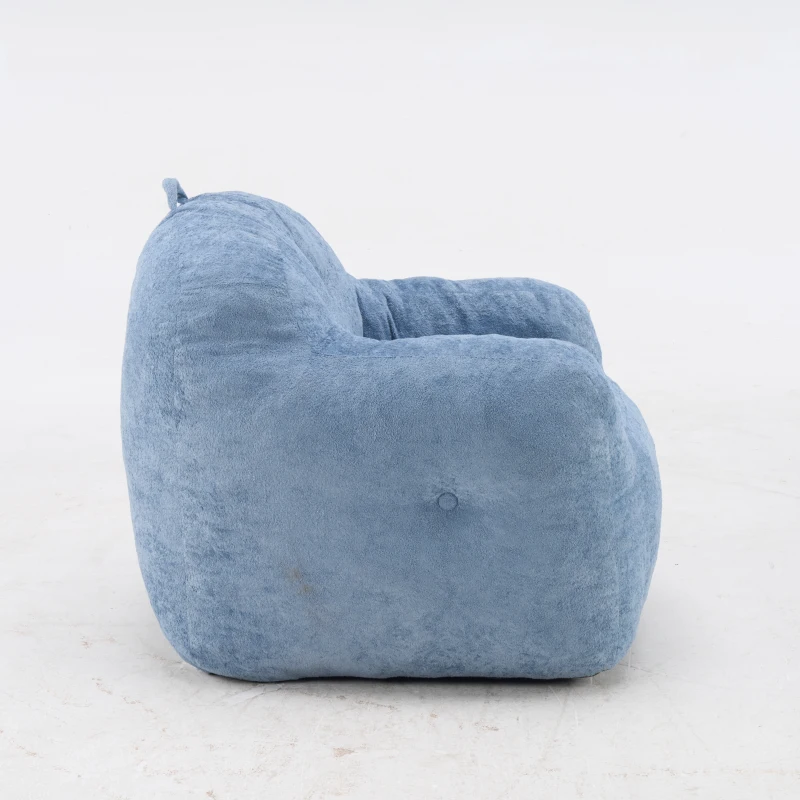 Sitzsack-Sessel mit Armlehnen, Kunstfellbezug und hochelastischer Schaumstofffüllung, für Wohnzimmer und Leseecke, 95x95x79 cm, Blau